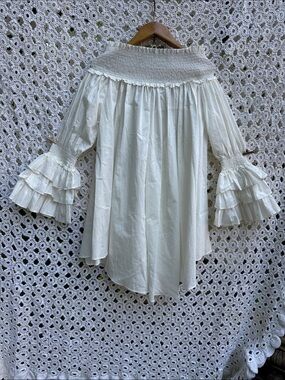 Off-Shoulder White Ruffle Sleeve Women's Top medium summer